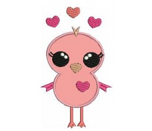 Stickmuster - Tweet Love Herzendes Vögelchen Appli